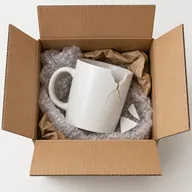 Buyer’s photo: the product cracked in its box